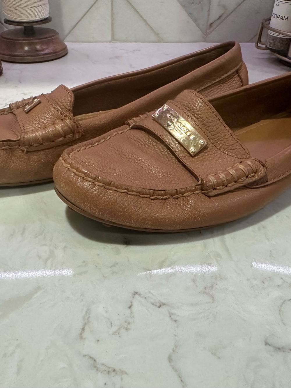 Coach Saddle Brown Leather Driving Moc Sz 9